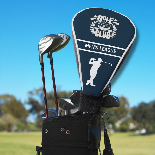 Golf Club League Logo Name Golf Swing Navy Blue Golf Head Cover (Creator Uploaded)
