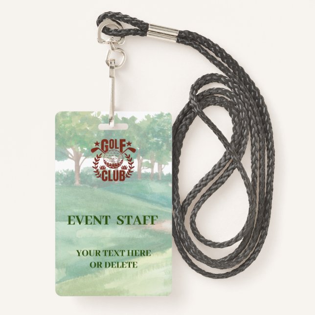 Golf Club League Photo Logo Event Staff  ID Badge (Front with Lanyard)