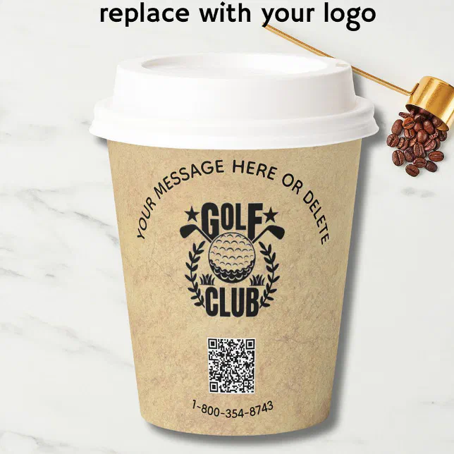 Paper/cup Coding Golf Club League Textured Look Logo QR Code Paper Cups | Zazzle