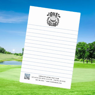 Golf Club Logo and QR Code Lined Notepad