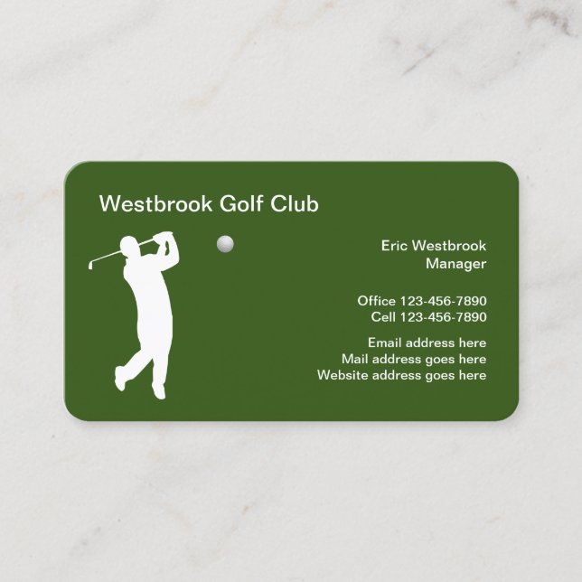 Golf Club Modern Business Cards (Front)