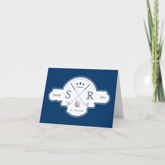 Golf Club Monogram Initials Thank You Cards (Front)