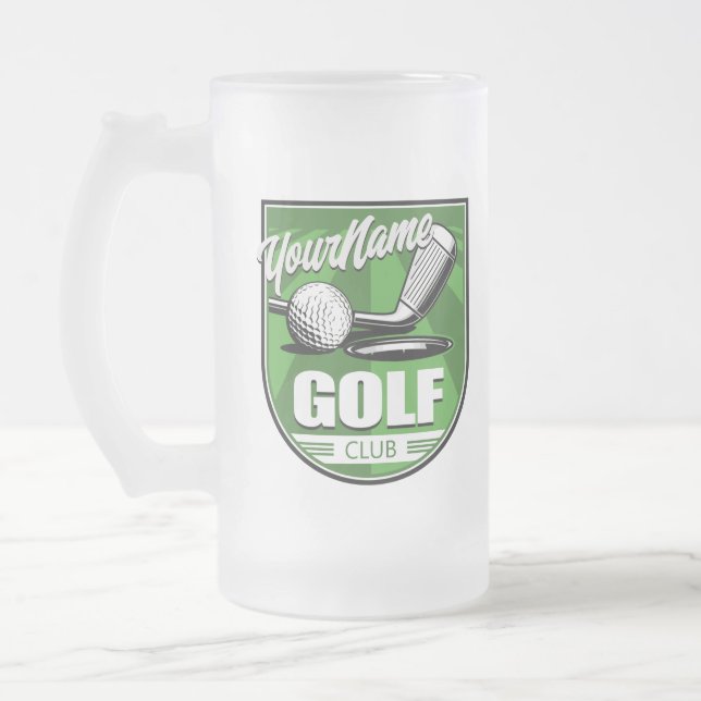 Golf Club NAME Pro Golfer Player Personalised   Frosted Glass Beer Mug (Left)