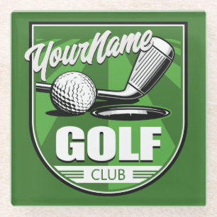 Golf Club NAME Pro Golfer Player Personalised   Glass Coaster