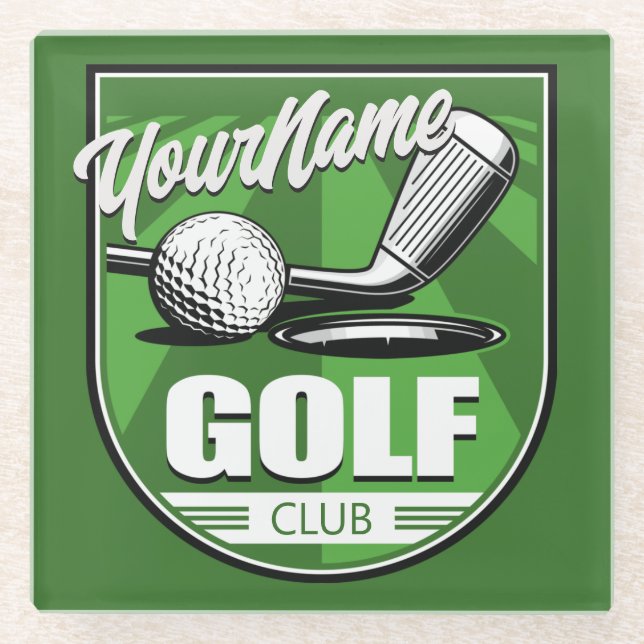 Golf Club NAME Pro Golfer Player Personalised   Glass Coaster (Front)