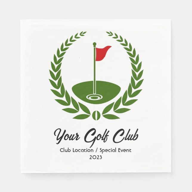 Golf Club Party Luncheon Napkin Location & Date (Front)