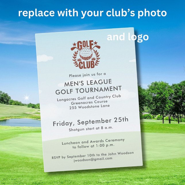 Golf Club Photo Men's League Tournament Logo   Invitation (Creator Uploaded)