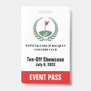 Golf Club Special Tournament Custom Event Pass ID Badge