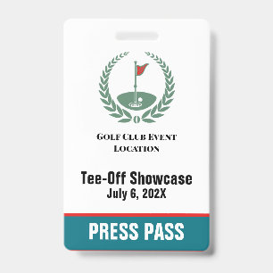 Golf Club Special Tournament Custom Event Pass ID Badge