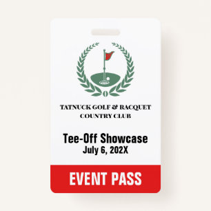 Golf Club Special Tournament Event Pass ID Badge