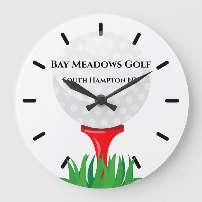 Golf Club Wall Clock, 10" - Round White  Large Clock (Front)