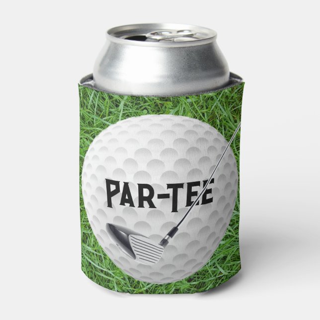 Golf Club with Ball On Green Grass Can Cooler (Can Front)