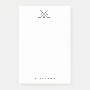 Golf clubs and Ball with Initials Flat  Post-it Notes