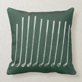 Golf Clubs Antique Golfing Art Vintage Green Style Cushion