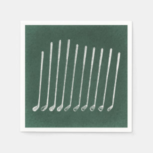 Golf Clubs Antique Golfing Art Vintage Green Style Napkin