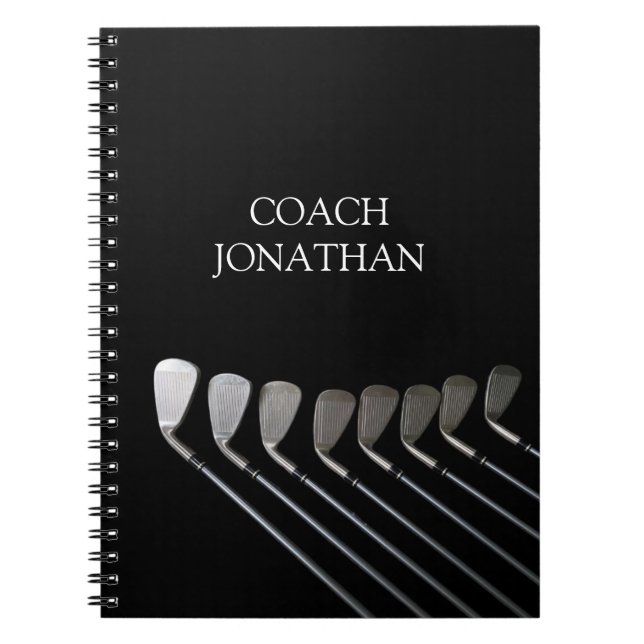 Golf Clubs Art Golf Coach Name For Golf Players Notebook (Front)