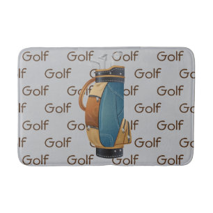 Golf Clubs Bag Tiled Text Design Bath Mat