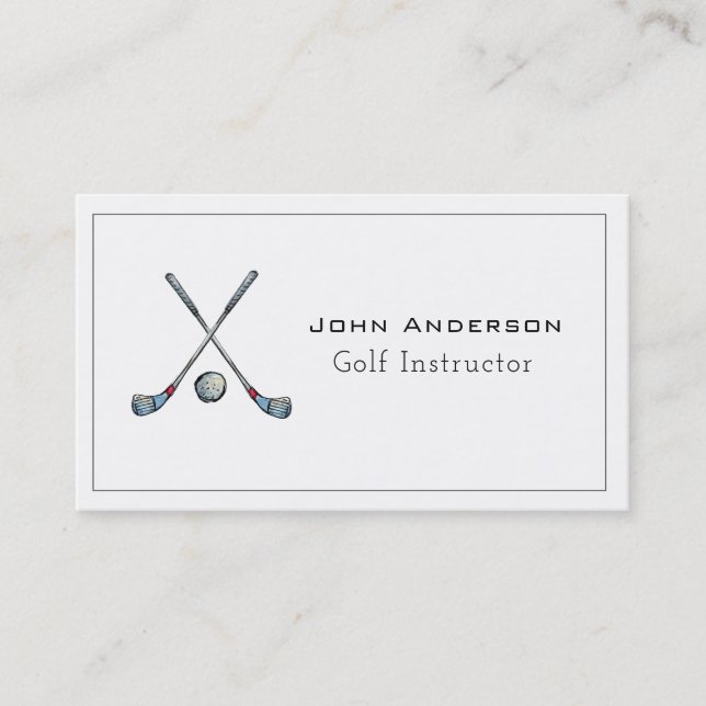 Golf clubs & Ball Golf Instructor Business Card (Front)
