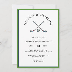 Golf clubs & ball Golfing Bachelor Party Invitation