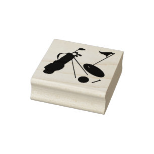 Golf clubs, ball & tee rubber stamp