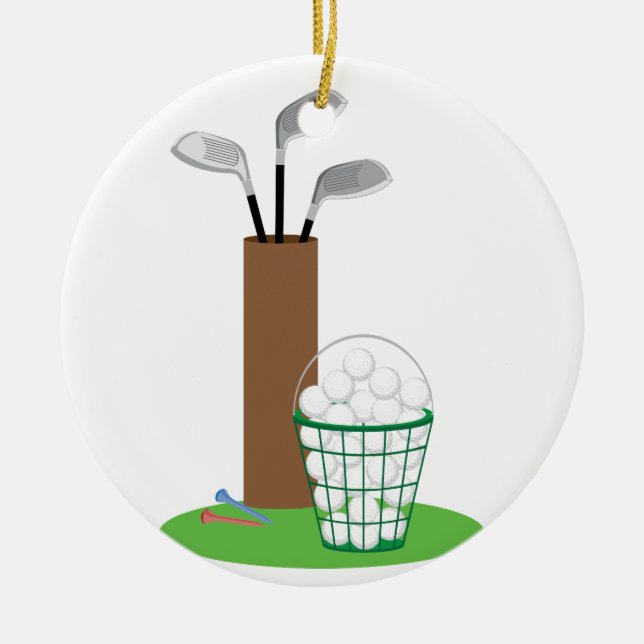 Golf Clubs Ceramic Tree Decoration (Front)