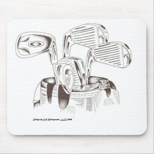 Golf Clubs in Black & White - Mouse Pad