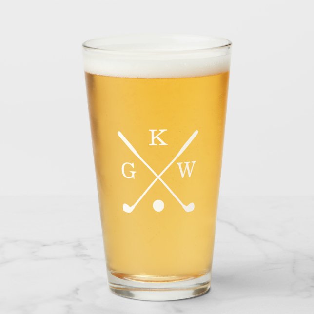 Golf Clubs Monogram Glass (Front Filled)