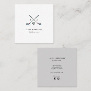 Golf Clubs Monogram Golf Instructor Golf pro Square Business Card
