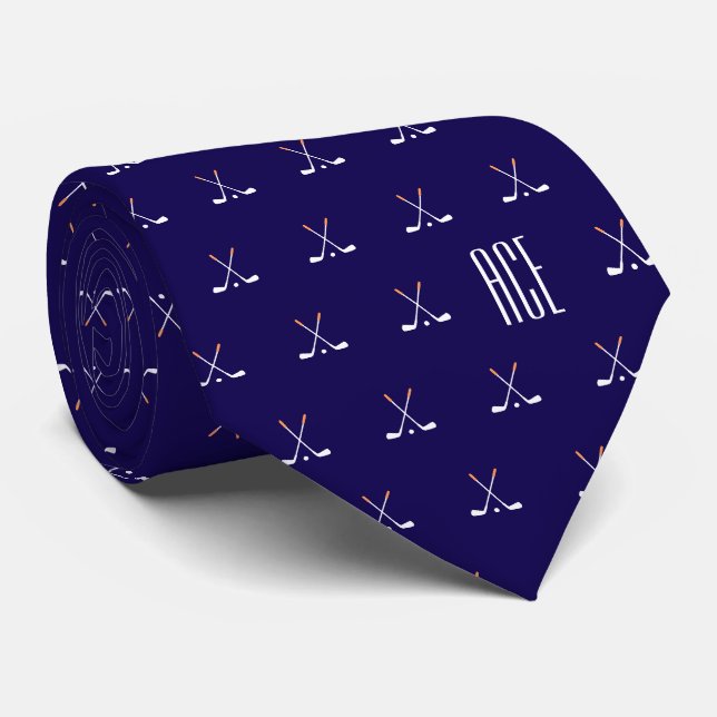 Golf Clubs Monogrammed Dark Blue Tie (Rolled)
