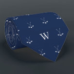 Golf Clubs Monogrammed Initials Navy and White Tie<br><div class="desc">Elevate his style on and off the golf course with our Novelty Golf Club Tie featuring a unique design of two golf clubs in mid-swing, accompanied by the sophistication of monogrammed initials. This distinctive tie is more than just an accessory; it's a statement piece for the golf enthusiast in your...</div>
