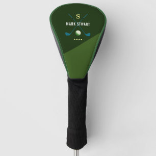 golf clubs, name + initial on green monogrammed golf head cover