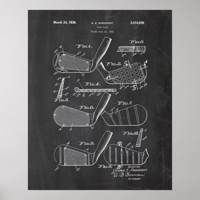 Golf Clubs Patent Poster (Front)