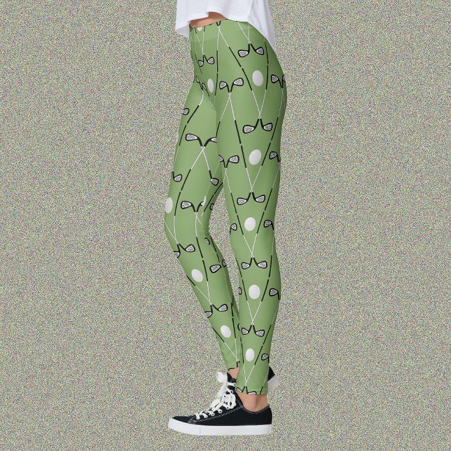 Golf clubs pattern soft green leggings (Creator Uploaded)