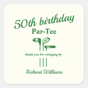 Golf Clubs Themed Par Tee 50th Birthday Party Square Sticker
