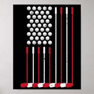 Golf Clubs Us Flag 4th July Patriotic Golfer Dad M Poster