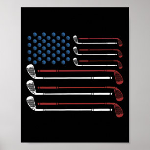 Golf Clubs Usa Flag Red White And Blue  Poster