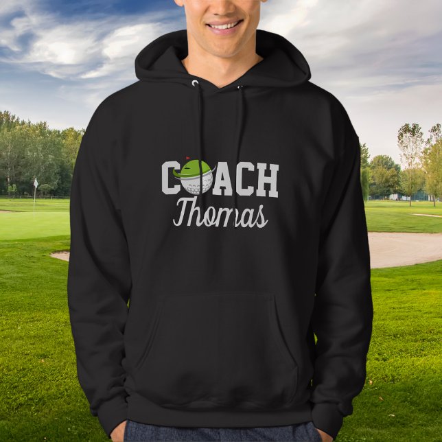 Golf Coach Golfer Ball Typography Personalised Hoodie (Creator Uploaded)