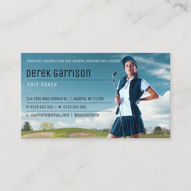 Golf Coach | Professional Golf Instructor Lesson Business Card (Front)