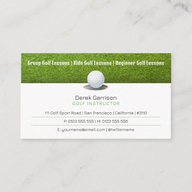 Golf Coach | Professional Golf Instructor Lesson Business Card (Front)