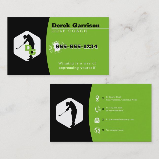 Golf Coach | Trainer Practice Lessons Business Card (Front/Back)