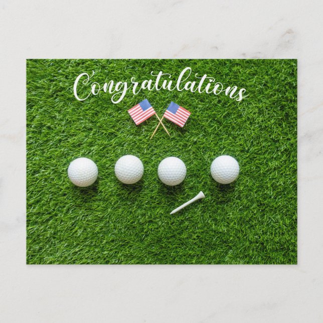 Golf Congratulation for American Golfer with flag  Postcard (Front)