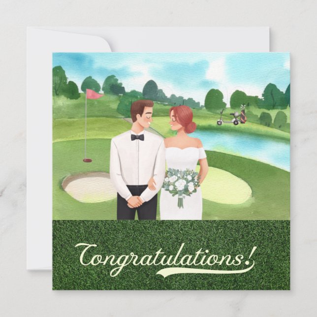 Golf Congratulations for golfer bride and groom  (Front)