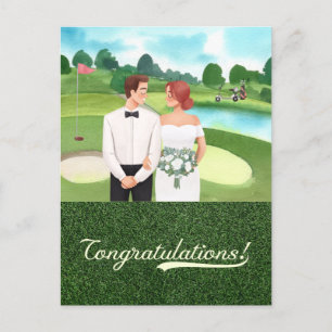 Golf Congratulations for golfer bride and groom Postcard