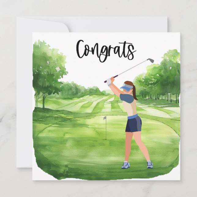 Golf Congratulations Golf Card for Lady Golfer (Front)