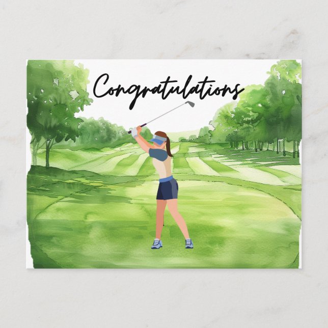Golf Congratulations Golf Card for Lady Golfer (Front)