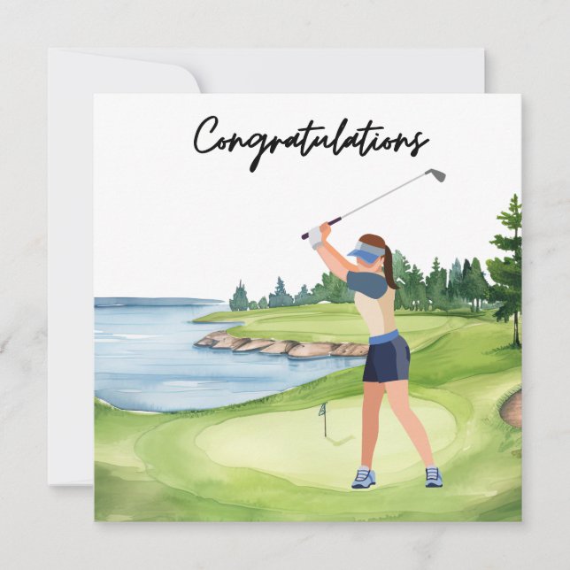 Golf Congratulations Golf Card for Lady Golfer (Front)