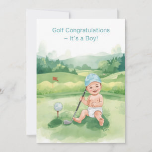 Golf Congratulations It’s a Boy Card   Baby Golfer