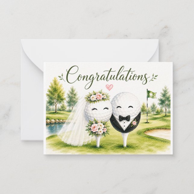 Golf Congratulations on Wedding for Golfer Card (Front)