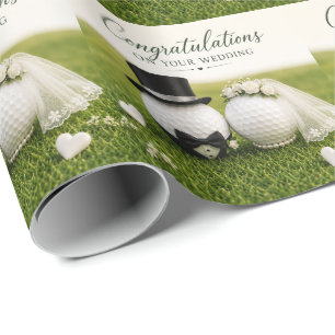 Golf Congratulations on Wedding for Golfer Wrapping Paper