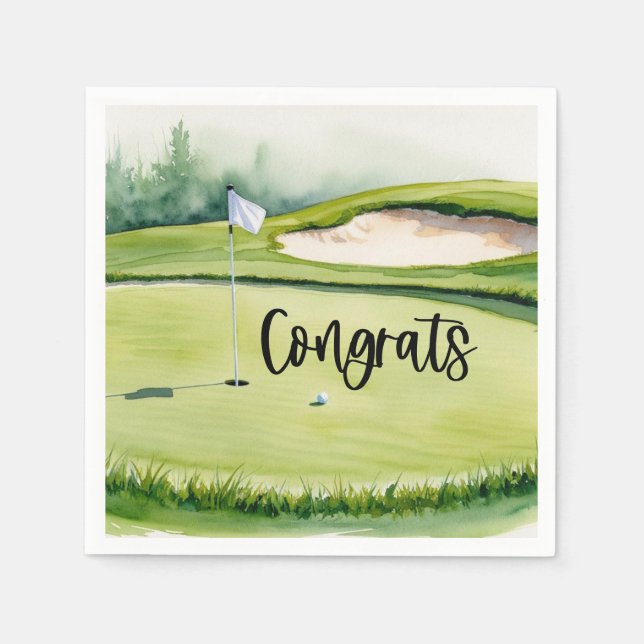 Golf Congratulations text on putting green Napkin (Front)